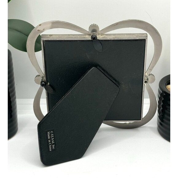 Elsa L Inc Jeweled Pewter Metal Picture Frame Holds 3.5X3.5 Photo - Picture 5 of 6